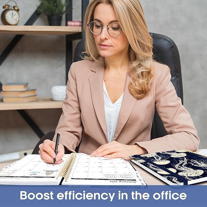 2026 Planner, Aesthetic Weekly and Monthly Planner for Women, Jan 2026 to Dec 2026, Hardcover 2026 Calendar Book with Monthly Tabs, Inner Pocket, Perfect for Office Home School - A4 (8.5" x 11"), Midnight Jellyfish