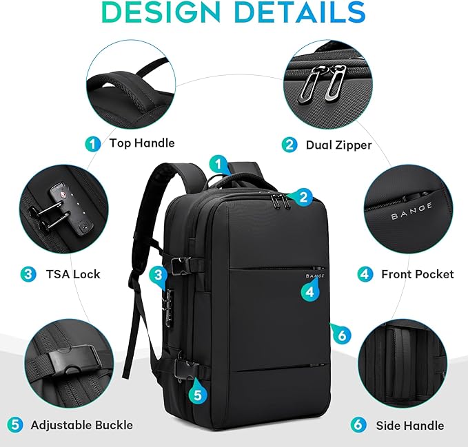 BANGE Air Vacuum Backpack with Pump,Seal Air Packing Vacuum System Compression with Anti Theft Lock, Expandable Large Capacity Backpack for Travel…