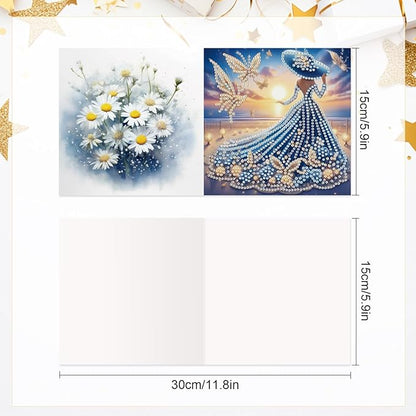 6 Pcs 5D Diamond Painting Greeting Cards Kits, Handmade Festival Greeting Cards with Envelopes DIY Diamond Art Crafts Birthday Cards Holographic Laser Effect for Birthdays Holidays (Beautiful Woman)