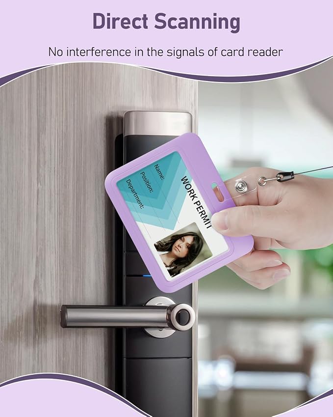 Uniclife 3 Pack Sliding ID Badge Holder Light Purple Horizontal Hard Plastic Case with Clear Window Card Protector Pouch for Office School ID Credit Cards Proximity Key Cards Driver’s Licenses