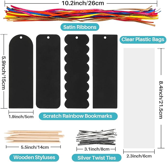 Scratch Art Bookmarks - 36 Sets 4 Style Scratch Bookmarks Making Kit Scratch Paper DIY Scratch Art Party Favors for Classroom