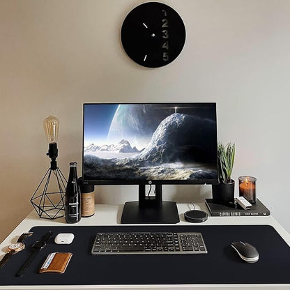 Bloss Black Leather Desk Pad, Large Mouse Pad 35.4×17 Inches, Waterproof Office Desk Mat, Non-Slip Desk Pad Protector, Leather Desk Blotter for Home Office Essentials