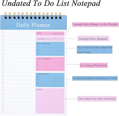 Do List Notepad, 52 Sheets To Do List Planner, 5.2"x7.8" To Do List Notebook, Undated Daily Planner 2024 for School/Office Supplies
