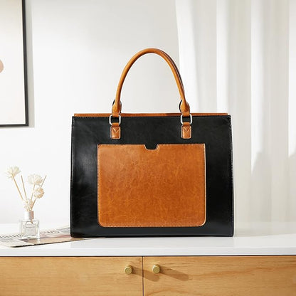 Telena Laptop Tote Bag for Women, 15.6 Inch Shoulder Tote Bag Leather Briefcase for Women, Large Capacity Handbag Bags