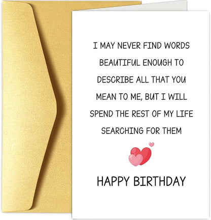 Chenive Sweet Birthday Card for Him Her, Romantic Poem Birthday Card for Husband Wife, Happy Birthday Card for Boyfriend Girlfriend Soulmate, Love of My Life