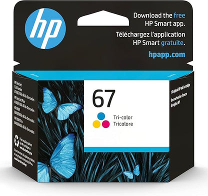 HP 67 Tri-color Ink Cartridge | Works with HP DeskJet 1255, 2700, 4100 Series, HP ENVY 6000, 6400 Series | Eligible for Instant Ink | 3YM55AN