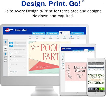 Avery Clean Edge Printable Business Cards with Sure Feed Technology, 2" x 3.5", White, 1,000 Blank Cards for Laser Printers (5874)