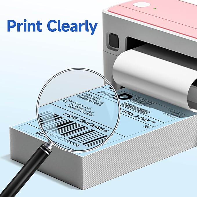 Phomemo 4X6'' Thermal Shipping Label - Pack of 100 4x6 Fan-Fold Label for Shipping Labels, Address, Mail, Product Logo Labels, Commercial Grade, Blue