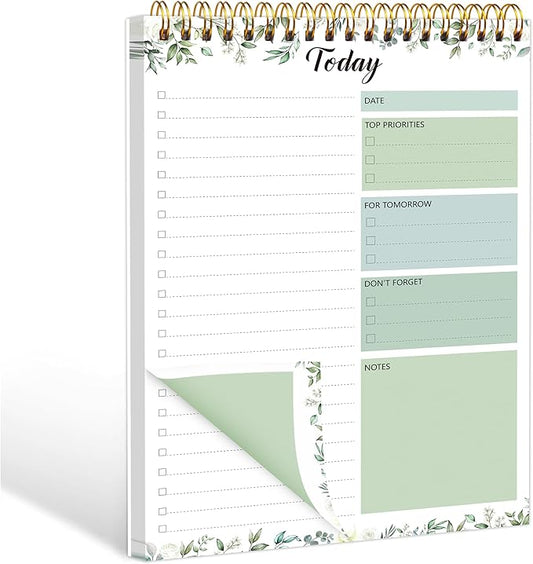 To Do List Notepad - Undate To Do List Planner for Work with 52 Sheets, 6.5" x 9.8" Checklist Productivity Organizer with Hourly Schedule for Task Management-Verdant