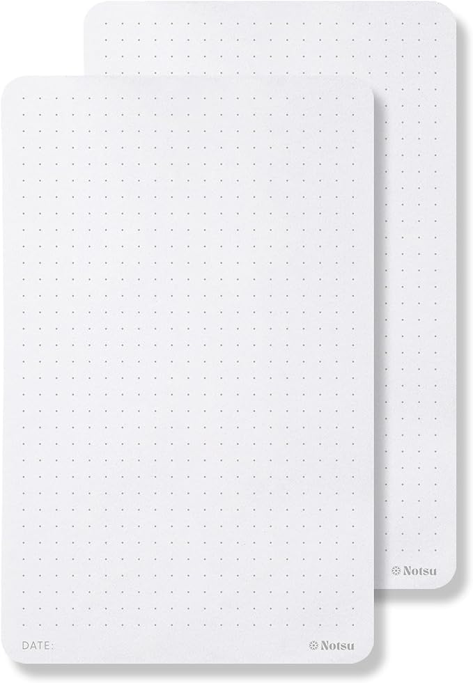 Notsu Dot Grid Small Desk Notepad 2 Pack | Minimalist Dotted Memo Note Pads with Premium Thick Paper, 3.9" x 6.3"