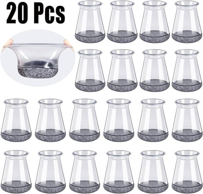 BUMACO Chair Leg Floor Protectors Chair Leg Protectors for Hardwood Floors Silicone Pads Covers to Protect Floors (Clear-20 Pcs, Universal XS 0.5"-0.9")
