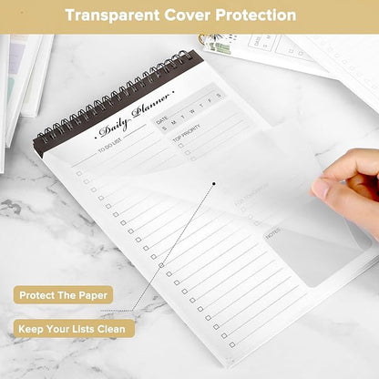 To Do List Notepad - To Do List Notebook for Work with 52 Undated Sheets - Daily Planner Notepad - Checklist Organizer Notebook for Office Desk Accessories, Home and School- Black