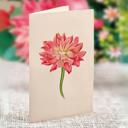 Freshcut Paper Pop Up Cards, Dear Dahlia, 12 Inch Life Sized Forever Flower Bouquet 3D Popup Greeting Card, Birthday Cards, Thank You Card, Blank Notecard & Envelope