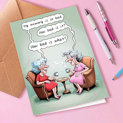Funny Birthday Card For Women, Funny Wishes for 60th, 70th, 80th Birthday Card for Grandma, Sister, Aunt, Friend, Bad Memory, Suitable for Any Recipient, Unique Gift Creative with Envelope