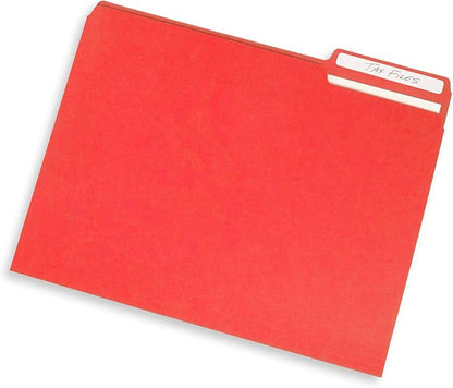 200 Blue Summit Supplies Red File Folders with 1/3 Cut Tabs, Letter Size, Durable 11pt Paper, Uncoated Red Paper, Colorful Red Folders for Office and Home Organization