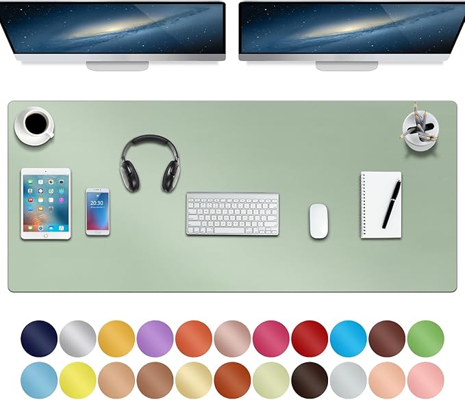 Boutilon Leather Desk Pad 47"x 24" Non-Slip Mouse Pad,Business Desk Pad,Extended Table Protector for Keyboard and Mouse,Desk Writing Pad for Office Home Working Decor (XXXL-Green)