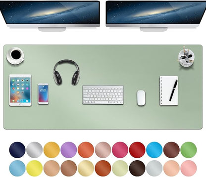 Boutilon Leather Desk Pad 47"x 24" Non-Slip Mouse Pad,Business Desk Pad,Extended Table Protector for Keyboard and Mouse,Desk Writing Pad for Office Home Working Decor (XXXL-Green)