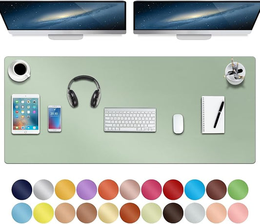 Boutilon Leather Desk Pad 47"x 24" Non-Slip Mouse Pad,Business Desk Pad,Extended Table Protector for Keyboard and Mouse,Desk Writing Pad for Office Home Working Decor (XXXL-Green)