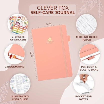 Clever Fox Self-Care Journal – Daily Reflection Notebook – Mental Health & Personal Development Planner, Meditation & Mood Log, A5 (Light Pink)