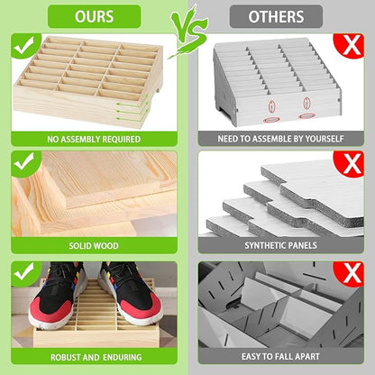 Wooden 24-Grid Cell Phones Storage Box Desktop Mobile Phone Holder Organizer for Office School Classroom (24-Grid)