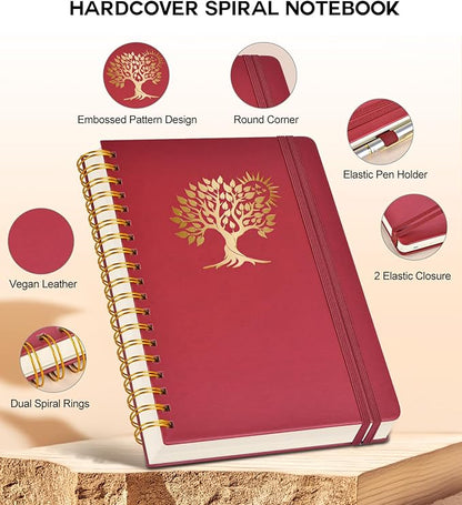 Large Spiral Notebook Journal for Women Men - 300 Numbered Lined Pages, College Ruled,B5 Hardcover Spiral Bound Notebook for School, Work, Note Taking, Writing, Leather Spiral Journal 7"x10"