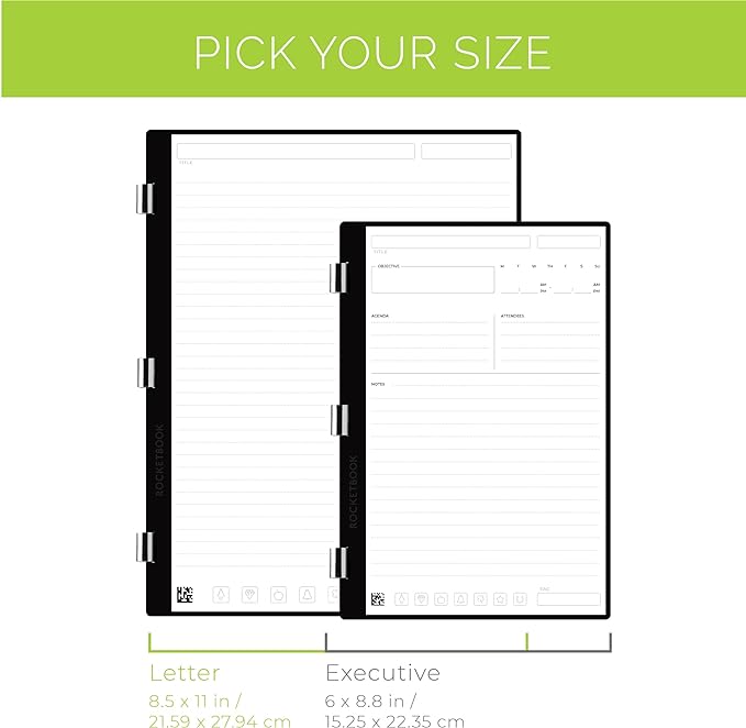 Rocketbook Pro Lined Page Pack | Scannable Pro Notebook Paper - Write, Scan, Erase, Reuse | 20 Lined Sheets | Executive Size: 6 in x 8.8 in