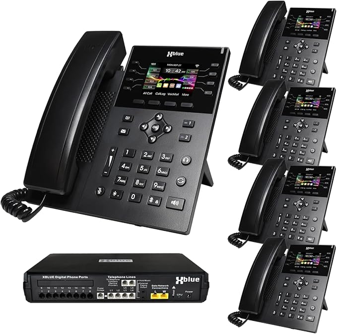 XBLUE X16 Plus VoIP System Bundle with (5) IP8g IP Phones - Including Auto Attendant, Voicemail, Remote Phone Extensions & Call Recording