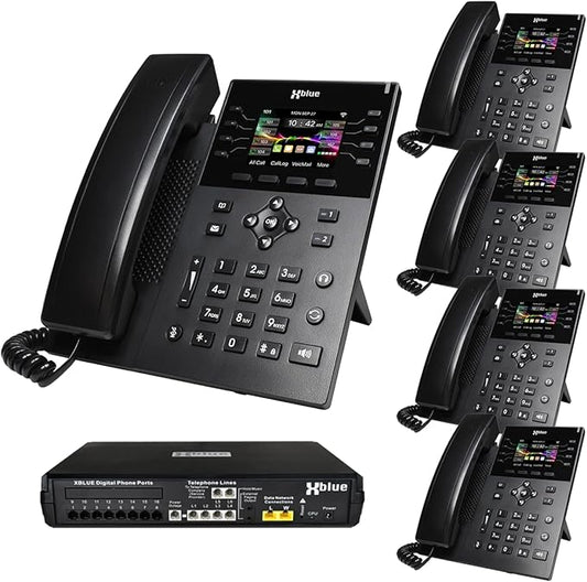 XBLUE X16 Plus VoIP System Bundle with (5) IP8g IP Phones - Including Auto Attendant, Voicemail, Remote Phone Extensions & Call Recording