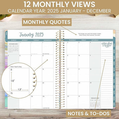 bloom daily planners 2025 Planner - Calendar Year Day Planner (January 2025 - December 2025) - 5.5” x 8.25” - Weekly & Monthly Agenda Organizer Book with Stickers & Bookmark - Watercolor Waves