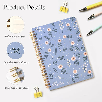 Umikk Spiral Notebook-3 Pack A5 Lined Journal Notebooks, 8.3'' x 5.8'' Spiral Notebook, Small Cute Notebooks for Women, College Lined Notebook for Office & School Supplies