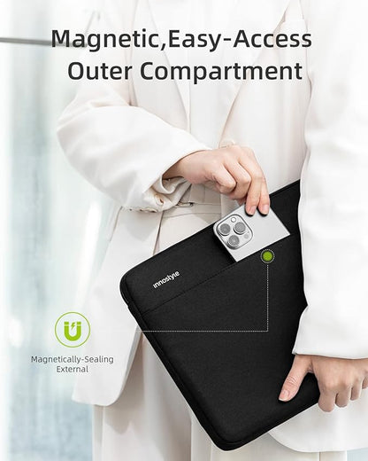 Protective 13 Inch Laptop Sleeve for 13 13.3 MacBook Air/Pro, 13 HP Dell Lenovo Asus Notebook - Shockproof, Water-Resistant with Accessory Pocket (Black, 13 inch)