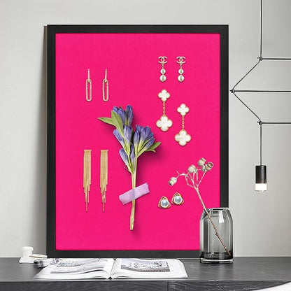 Large Bulletin Board Cork Boards Vision Board with Felt, 23"x17" Display Pin Board for Walls, Desk, Jewelry, Notes, Collection, Photos, Office, Black Framed and Pink Felt Board, 1pc