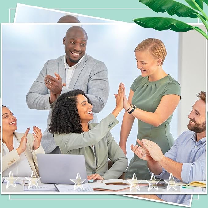 24 Pcs Employee Appreciation Awards for Coworker Acrylic Thank You Gifts Trophy Be Proud of The Work You Do Prizes for Colleague Retirement Farewell Motivational Gift (Pentagram)