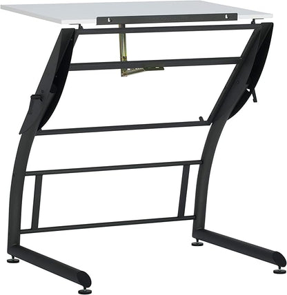 SD STUDIO DESIGNS Triflex Drawing Table, Sit to Stand Up Adjustable Office Home Computer Desk, 35.25" W X 23.5" D, Charcoal Black/White