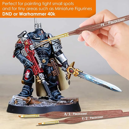 Detail Paint Brushes Set, 12PC Miniature Brushes for Fine Detailing & Art Painting, Small Tiny Paint Brush Perfect for Acrylic, Paint by Number, Craft, Models, Warhammer 40k (Brown)