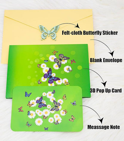 Flying Butterflies Pop Up Card, 3D Flower Butterfly Birthday Card, Butterfly Fly Out Cards for Valentines Day, Graduation, Anniversary, Thinking of You, All Occasions