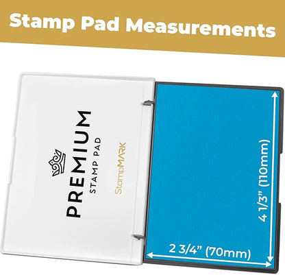Premium Stamp Pad Medium Size 3" x 4" - for Traditional Rubber Stamps - Felt Pad Light Blue Color