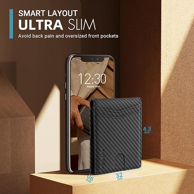 RUNBOX Wallet for Men Slim Rfid Leather 2 ID Window With Gift Box