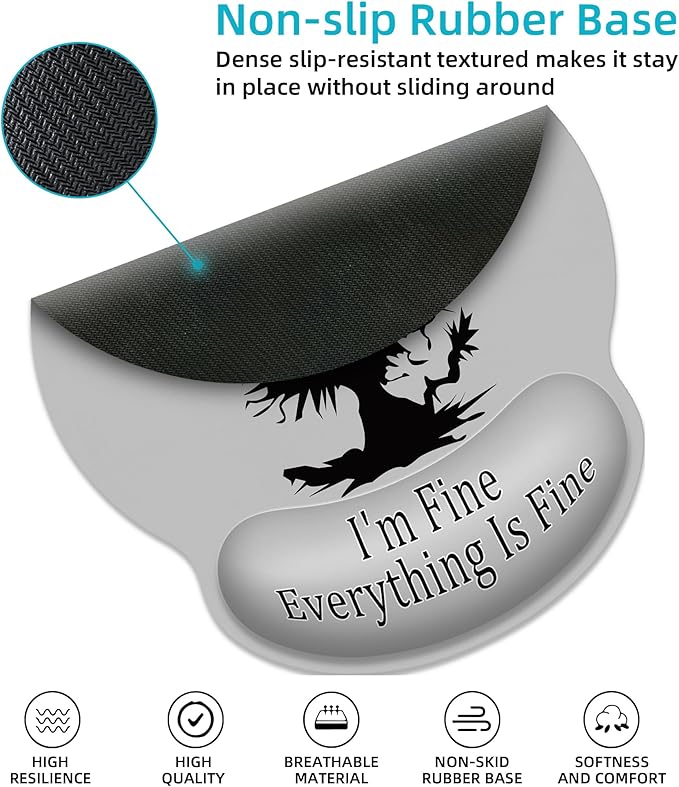 Ergonomic Mouse Pad with Wrist Support,Lightning Black Cat Mouse Pad with Wrist Rest,Relieve Wrist Pain Mousepad Non-Slip Rubber Base,Cute Mouse Pads for Desk,Computers,Laptop,Office,Home,Accessories