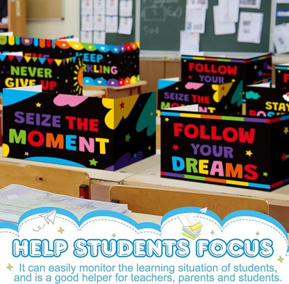 Honoson 24 Pcs Bulk Inspirational Privacy Folders for Students Cardboard Test Privacy Boards Motivational Words Desk Dividers Shield for Classroom School Study Supplies, 6 Styles(Colorful)