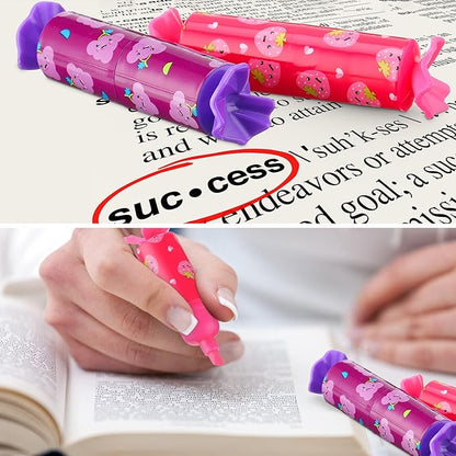 24 Pieces Mini Highlighter Candy Pastel Highlighter for Kid Student 6 Colors Cute Chisel Tip Marker Pen for Candy Party Birthday Drawing Poster Diary Greeting Card School Office Supplies