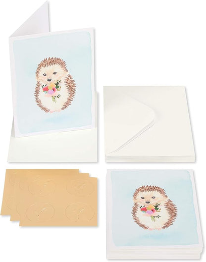 Papyrus Blank Cards with Envelopes, Hedgehog with Flower (14-Count)