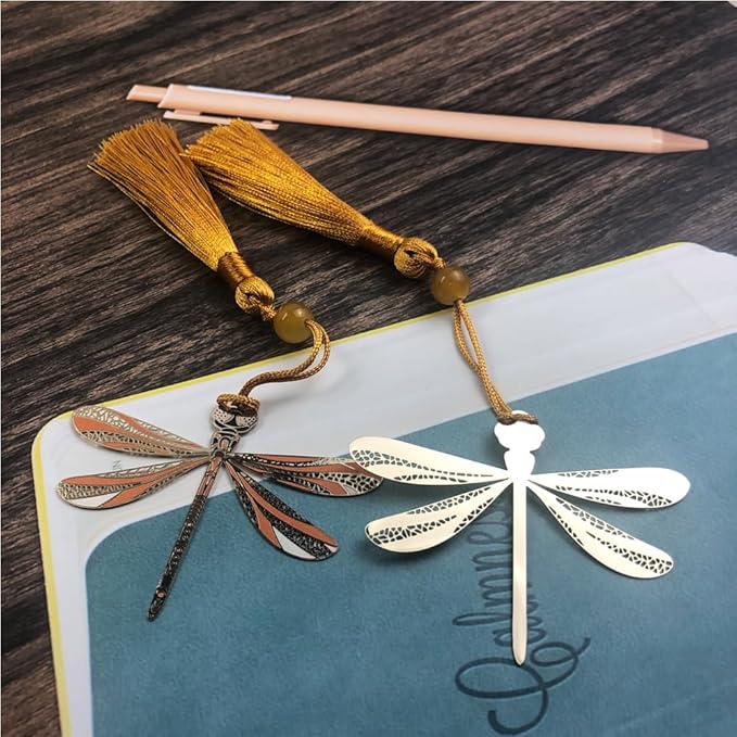 Bookmarks for Book Lovers Book Marks for Reading Women Birthday Graduation Christmas Gifts for Her Cute Metal Bookmark Book Markers Stocking Stuffers for Teens (Dragonfly)