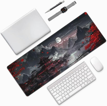 Extended Gaming Mouse Pad, Large Gaming Mouse Waterproof with Stitched Edges, Non-Slip Desktop Pad for Home and Office, Level Up Your 31.5x11.8 Inch… (Japanese Style)