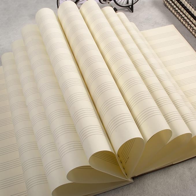 MAXCURY Blank Sheet Music Composition Manuscript Staff Paper Art Music Notebook Black 100 Pages 26x19cm