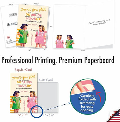 NobleWorks - 1 Funny Women's Birthday Card - Hilarious Bday Greeting Card with Envelope, Sassy Celebration - Aren't You Glad C7025BDG