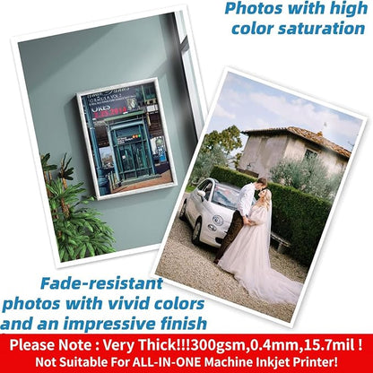 Uinkit 100 Sheets 8.5x11 Letter Size Thick Heavyweight Photo Paper Double Sided Glossy Cardstock 80LB 300Gsm 15.7Mil Brochure, Only for professional Inkjet Printer and Dye Ink