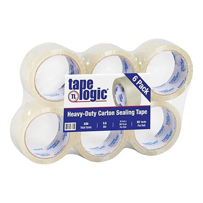 Aviditi Tape Logic 2 Inch x 55 Yard 3.5 Mil Clear, Heavy Duty Acrylic Packing Tape, 6 Pack, Perfect for Packing, Shipping, Moving, Home and Office (T9013506PK)