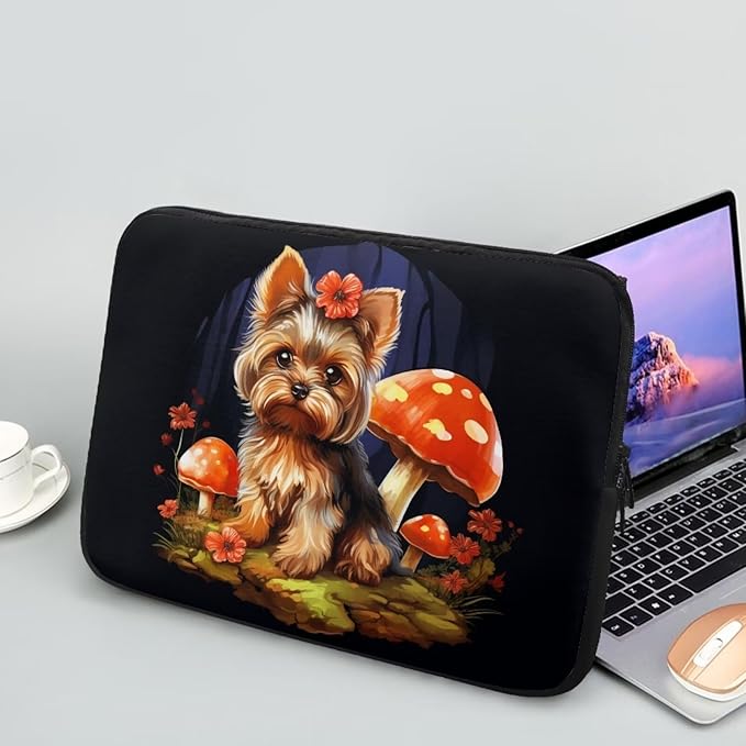Cute Dog Laptop Sleeve Case for Women Men Mushroom Laptop Protector Durable Computer Sleeve 17 inch Suitable Gifts for Girls Boys Tablet Bag Laptop Accessories Black