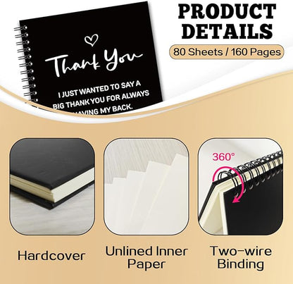 YAZMEEN Thank You Blank Spiral Notebook（160 Pages） Thank You Gift Hardcover Sketchbook Appreciation Gift for Employee Coworker Leader Funny Notebook Birthday Gift for Women Men Colleague Boss Friend